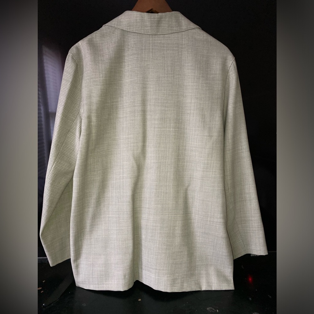 Talbots Pale Gray Checked Blazer Jacket - image 2